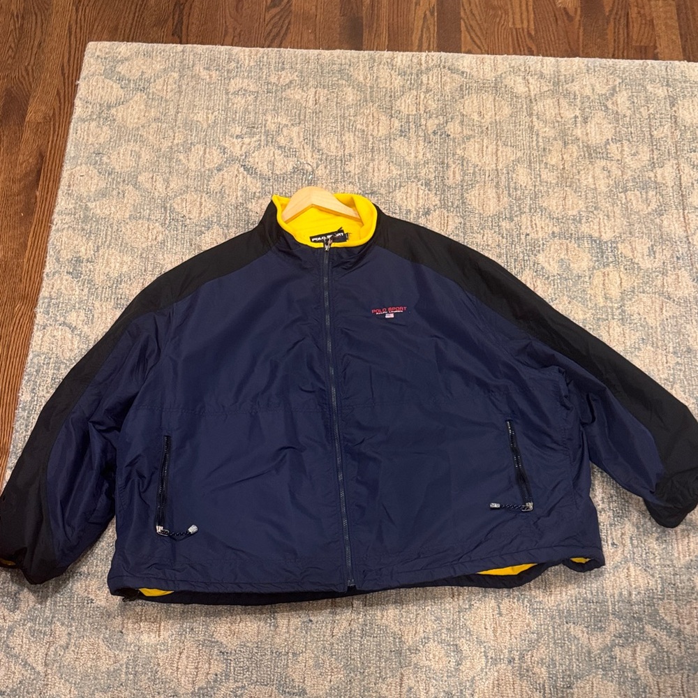 Ralph Lauren Vintage Navy & Black Fleece Lined Coat 2XL